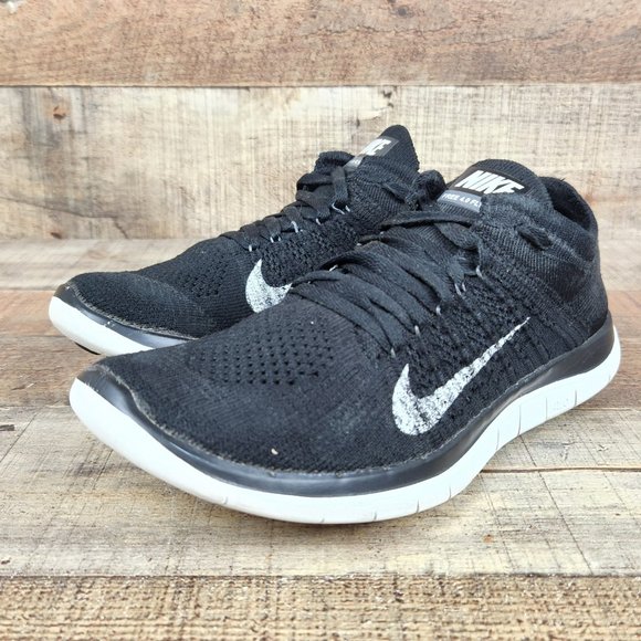 Nike Free 4.0 Flyknit Women Sz 6 Running Shoes Sneaker Black White Athletic - Picture 3 of 9